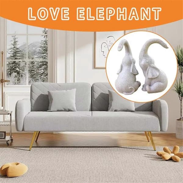 Elefant Hjärta Staty Elefant Par Skrivbordsdekoration Resin Djurfigur för Vardagsrum Sovrum