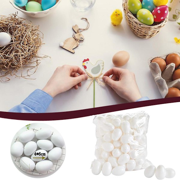 50 Dekorative Egg 6 Cm Plast Egg Pynt Hjem Dekorasjon Hvit
