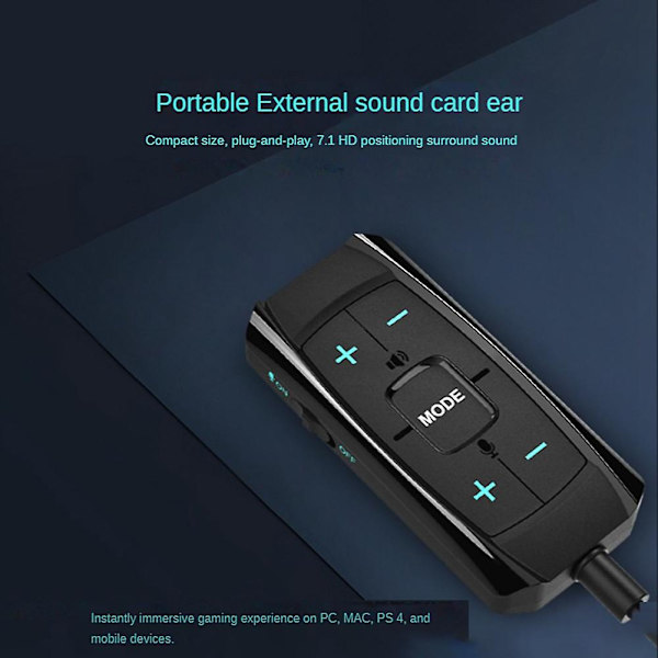 Ekstern USB Lydkort 7.1 Kanaler 3D Lyd Adapter 3.5mm Spillhodetelefoner Øretelefoner Erstatning Fo