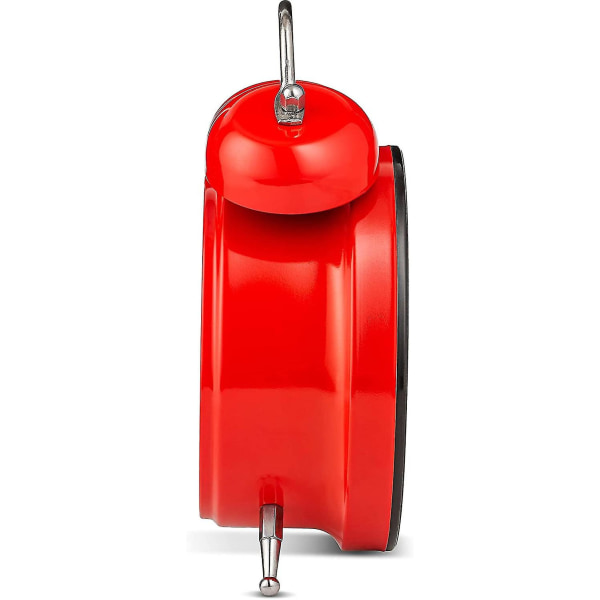 Röd analog väckarklocka Extra högljudd tvillingklockor Retro Vit Tyst, icke-tickande kvartsbatteri Drivs med bakgrundsbelysning, dekorativt sängbordsbord