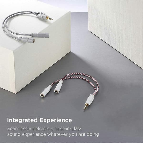 2X Hovedtelefon Splitter, AUX Splitter Kabel til Headset Strikket 3.5mm Splitter 2-vejs Audio Splitter S
