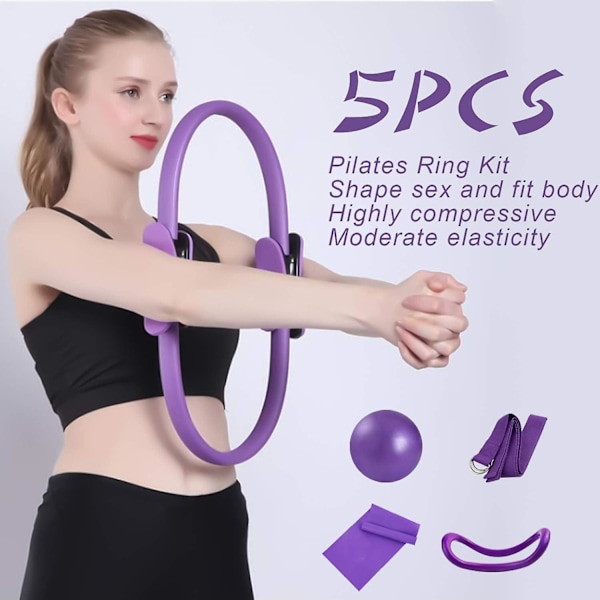 5 kpl Pilates-rengassarja 14\" Jooga Fitness Magic Circle Pilates-välineet Kotiharjoituksiin Fitness-setti