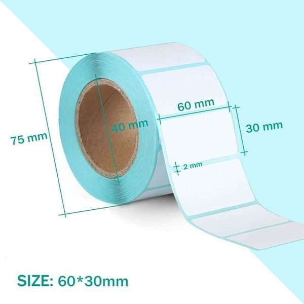 Sæt med 800 hvide selvklæbende etiketter 60 mm x 30 mm til YYV-dåser