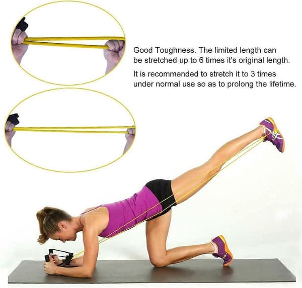 Modstandsrørbånd med bløde greb til mænd og kvinder, ideel til fysioterapi, styrketræning, muskeltoning, yoga, elastisk træning, 10 LBS