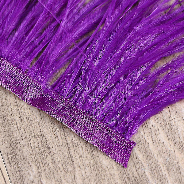 2m strutsin sulkien imitoitu reunus satiininauhalla mekkojen ompeluun, käsitöihin, asuihin ja DIY-koristeluun (violetti)