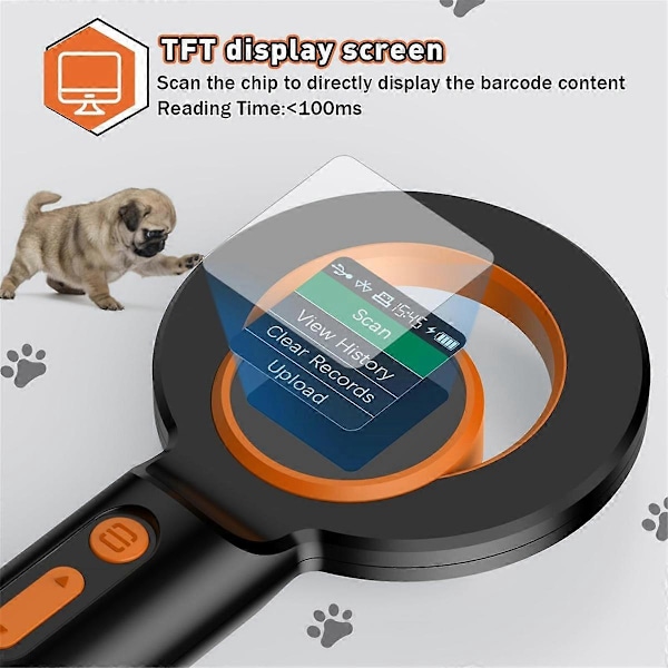 Bluetooth Pet Mikrochip-læser, 3-i-1 (2,4 GHz trådløs + Bluetooth + USB) Universal Dyre-Tag Læser Scanner, Q40