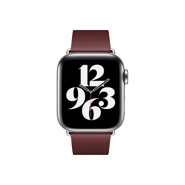 Officiel Apple Watch Moderne Spænde Læderrem 38mm 40mm 41mm - Granat Rød - Medium - Åben Detailboks