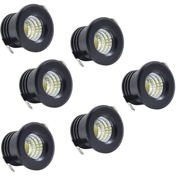 Sæt med 6 sorte mini-LED-indbygningsspots til loftet, 3 W, varm hvid - AIMOONSA