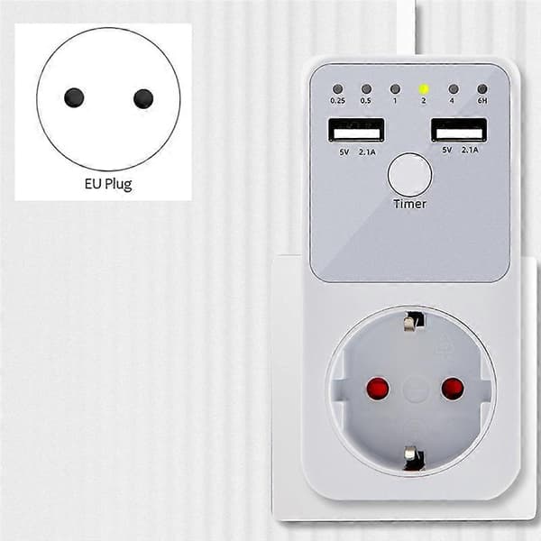 Intelligent Programmerbar Nedtellingstimer Stikkontakt Elektrisk 6HR Stikkontakt for USB-grensesnitt Bryter EU Plugg