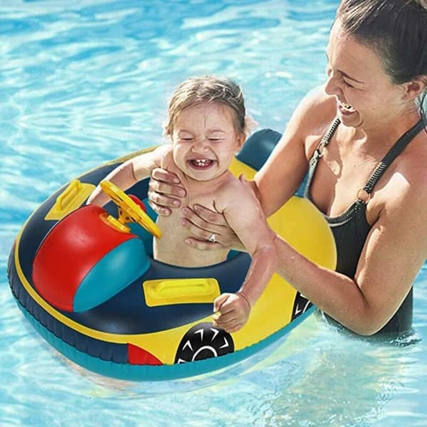 Oppustelig børneflyder. Svømmesæde. Båd. Sød bilflyder. Babysæde. Svømmering