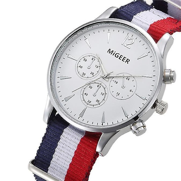 Luksuriøst Canvas Analogt Armbåndsur til Mænd
