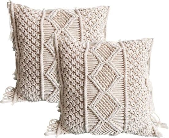 Pudebetræk - RAILONCH - Boheme Stil - Bomuld Makramé - 45x45 cm - Flere Farver