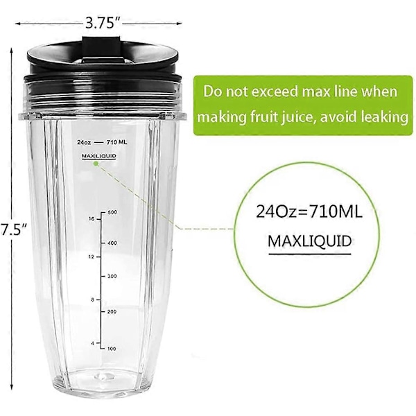 Ersättningsmugg för Nutri Ninja Blender, Blender Ersättningsdelar, Blenderdelar (24 Oz)