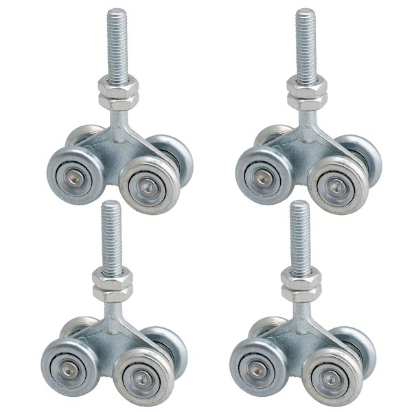 4x Glidande Spårvals Hängande Låvedörrskena Vagn Hjul H4-3 Silver