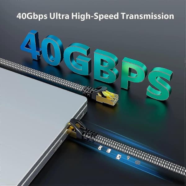 Cat 8 Ethernet Kabel 30m, Cat8 Flad Gigabit Rj45 Stp Ed Internet Lan Patch Kabel Snor Til Ps4 Ps3 Modem Router C