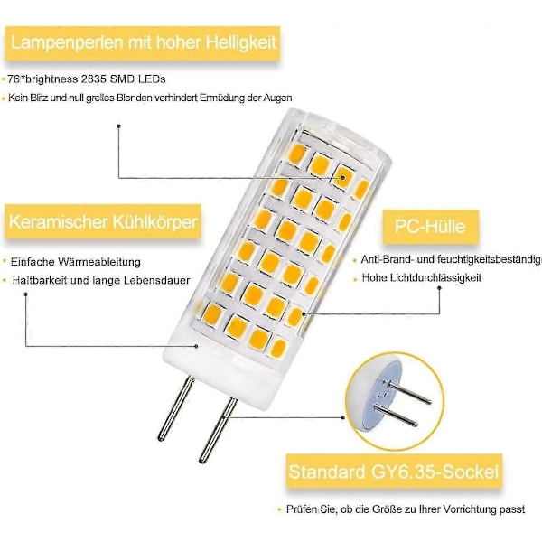 4-pack 9W GY6.35 LED-lampa AC/DC 220V Varmvit 3000K motsvarande 9W halogenlampa [Energiklass A+]