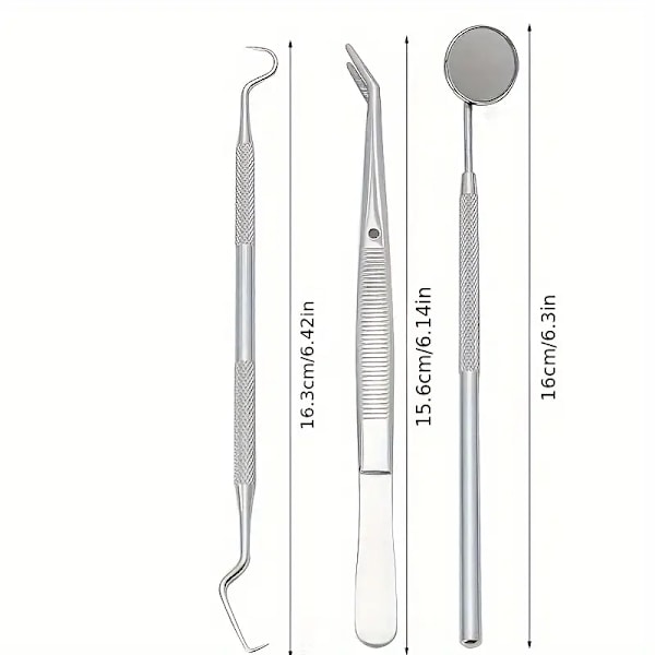 Tandhygienset, Tandrengöringskit, Rostfri Skrapa, Tandpetare Och Mun Spegel För Daglig Tandrengöring
