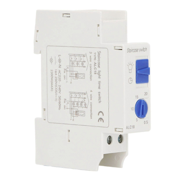 Højkvalitets ALC18 Timer Switch DIN Skinne Korridor Timer Switch Timer 220-240...