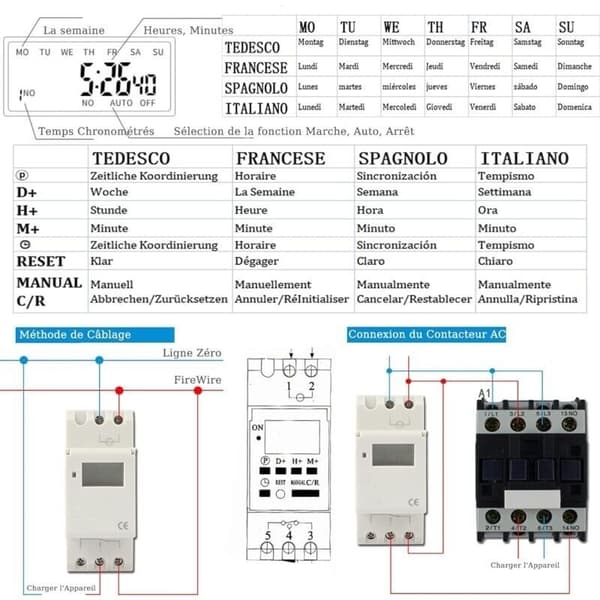 Digital Programmerbar Timer. LCD-skjerm Ukentlig Tidsbryter med Programmering Programmerbar DIN-skinnetimer (220 V)