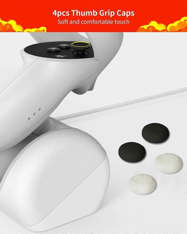 Joystick-udskiftningssæt til Oculus Quest 2 Controller (11 i én), Reparationssæt Tilbehør til Meta Quest 2 Controller, Inkluderer 2 Tommelfingerpinde, T5 Skruetrækker