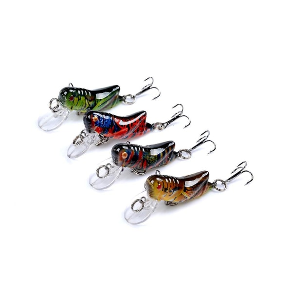 Lures Crickhopper Cricket/græshoppe Crankbait Fiskeagn, 4,5 cm/3,4 g (pakke med 4)