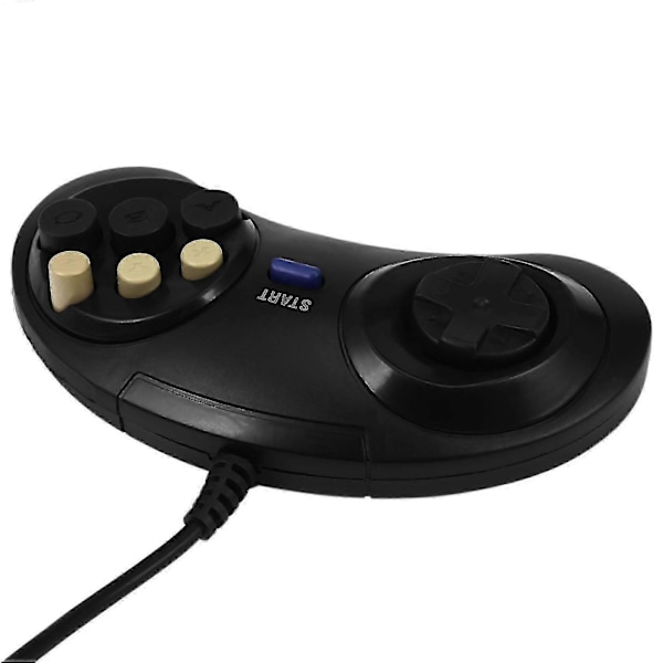 Klassisk Retro 6 Knappar Trådbunden Handkontroll Game Controller GamePad JoyStick Joypad för SEGA MD2 PC MAC Mega Drive Speltillbehör