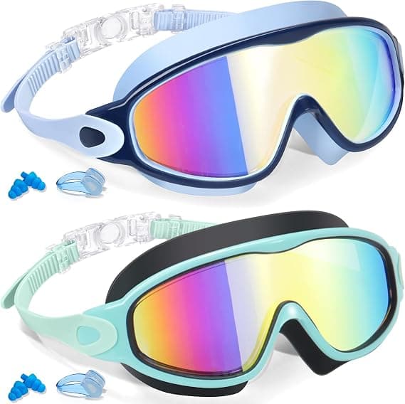 2-pack simglasögon för barn (3-15 år) - Med UV-skydd och anti-im - Simglasögon för pojkar, flickor,