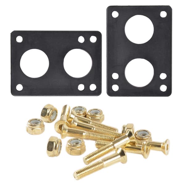 2 stk. Skateboard Riser Pad Longboard Gummi Risers Pads & 2 stk. Hård Plast Skateboard Risers 12mm L