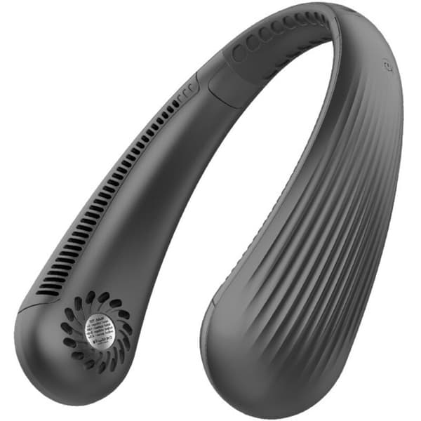 Bærbar halsventilator. Stille, bladløs halsventilator, USB genopladelig, tre hastigheder. (Sort)