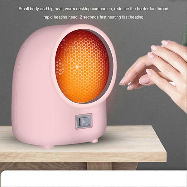 Mini Varmeovn Rask Oppvarming Overopphetingsbeskyttelse Liten Romvarmer for Hjem Bord Rosa EU-Plugg 220V