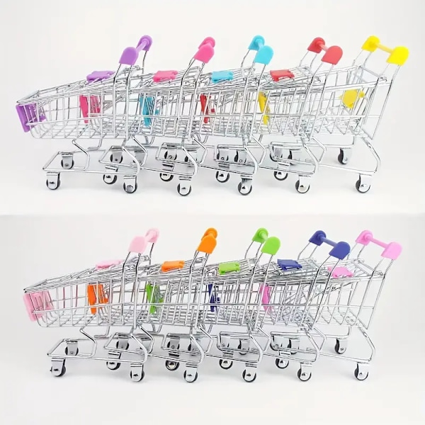 1:a, Mini Indkøbsvogn til Kontor, Supermarkedsvogn Mini Supermarked Opbevaringsværktøj Dekorationer Rosa