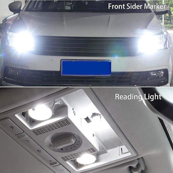 10 stk 6000k Canbus T10 168 194 W5w Dome Licens Side Marker LED Pære Hvid