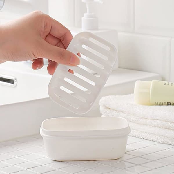 Sæbeskål - PZCC - Plastik - Hurtig dræning - Elegant design - Mål 11,6x8,6x4,7 cm