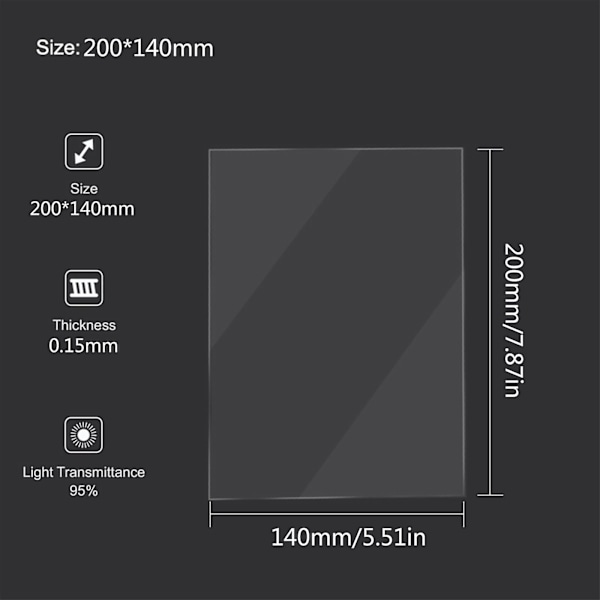 5 st FEP-film släppfilm för Mars/anycubic /s/halot-one Lcd Sla Dlp 3d-skrivare, 200 X 140 X 0,15 mm