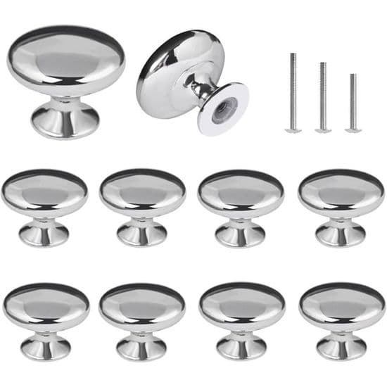 Møbelhåndtak - LARGEIGHT - Pakke med 10 - Krom - Diameter 30 mm - Rosegull