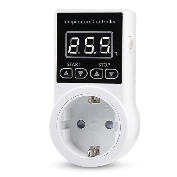 1 stk Termostat Stikkontakt med Sensor, Digital Temperaturstyring Stikkontakt, Vandafvisende Temperatur S