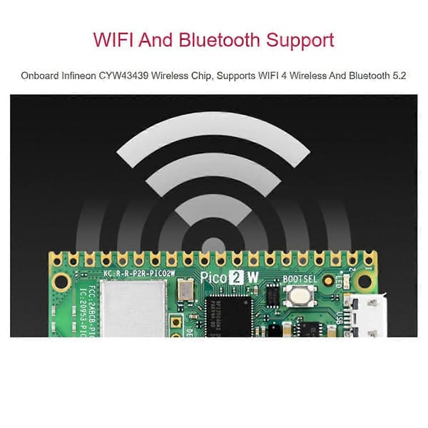 Raspberry Pi Pico 2 W Mikrokontrollerikehityskortti, perustuu RP2350-siruun, tukee WIFI:ä ja