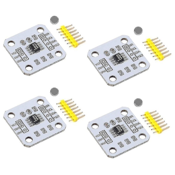 4 stk AS5600 Magnetisk Encoder Magnetisk Induksjonsvinkelmålingssensormodul 12bit Høy Presisjon