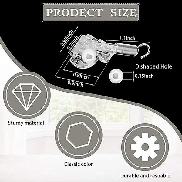 4 st Blinde Wand Tilt Control Wand Tilter för 1 tum Mini Blinde Head Rail Blinde Tilt Mekanism Ersättning med D-formad Växel Tilt Mekanism Hook C