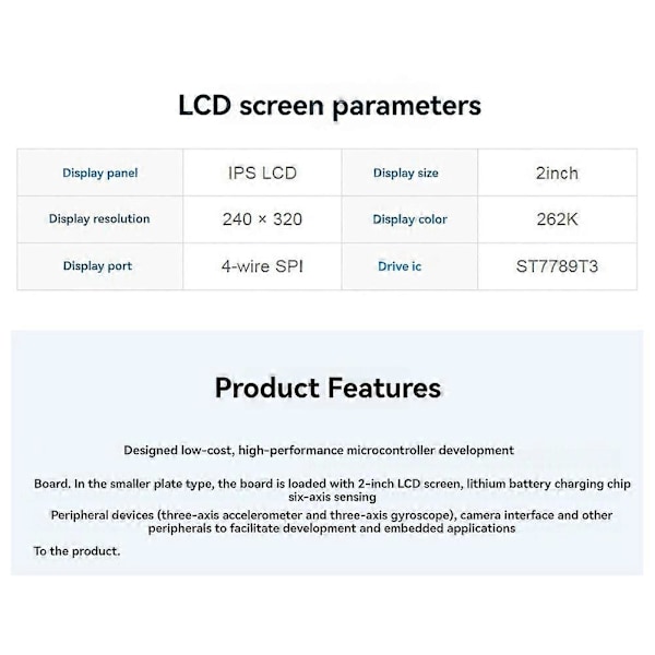 2-tums ESP32-S3 IPS Kapacitiv Touchscreen Utvecklingskort 240x320 LCD-skärm 262k Färgstöd W