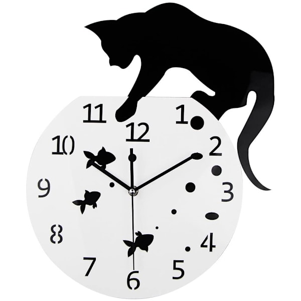 Tre guldfiskar katt väggklocka/katt väggklocka vardagsrumsspegel 3D väggdesign