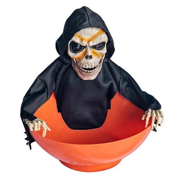 Halloween Slik Skål Slik Skål med Bevægelse Halloween Slik Skål Spøgelse Frugt Skåle med Lysende Øjne og Uhyggelig Lyd C