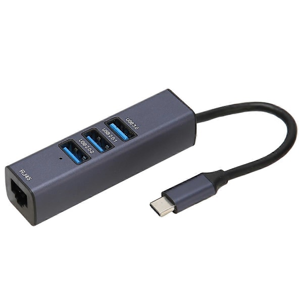 USB C till Ethernet-adapter RJ45 Gigabit Ethernet-port 4 i 1 USB C-hub med förvaringshål för bärbara datorer