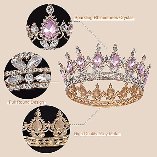 Prinsessekroner og tiaraer for små jenter - Krystallprinsessekrone, bursdag, ball, kostymefest, dronningrhinestonekroner