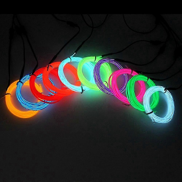 Neon LED-lampor Glöd EL Wire String Strip Rep Rör Bil Interiör Batteridriven