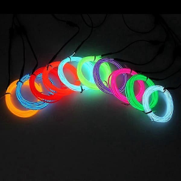 Neon LED Lysende EL Wire String Strip Reb Rør Bil Interiør Batteridrevet