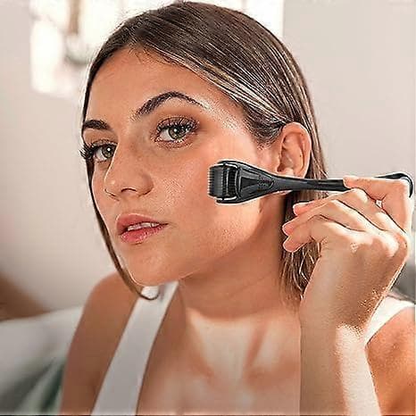 Microneedle Roller för Ansikte, Roller för Skägg, Microneedling Roller för Kvinnor och Män Micro Needle Roller för Ansikte Hårbotten Derma 0.25mm svart
