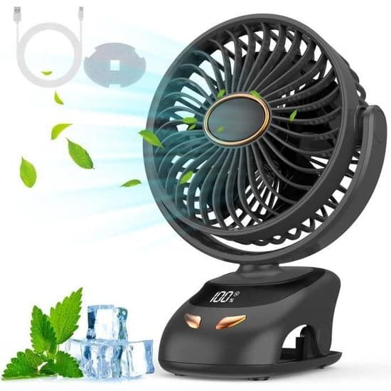 Bordsfläkt - LARGEIGHT - Bärbar Mini USB - 5 Hastigheter - Flerfärgad LED - Tyst