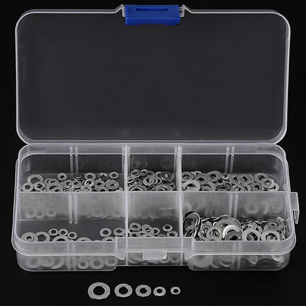 500 st/set M1.6 M2 M2.5 M3 M5 Platt bricka i rostfritt stål Vanlig bricka Packningar Sortimentsats