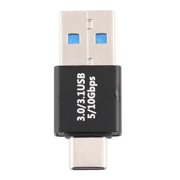 Type-C / USB-C uros - USB 3.0 uros alumiiniseosadapteri (musta)